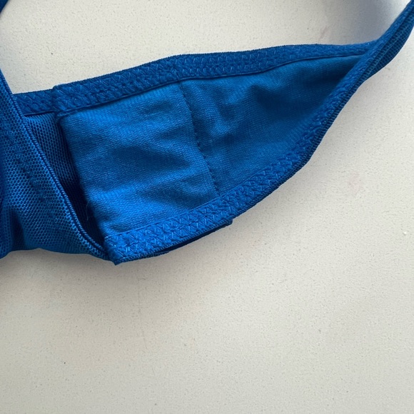 Yitty Mesh Me Smoothing Sleeved Thong Bodysuit In Bright Ass Blue Size Small NWT - Picture 11 of 12